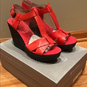 Rockport Vibrant Red Wedge Sandals